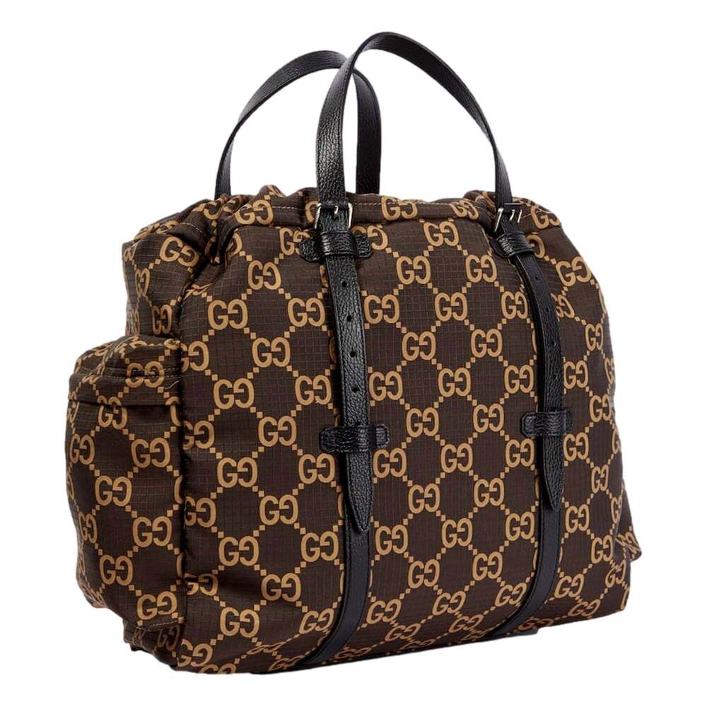 Gucci GG Monogram Utility Tote Bag Brown Ripstop Canvas Leather - Picture 1 of 5